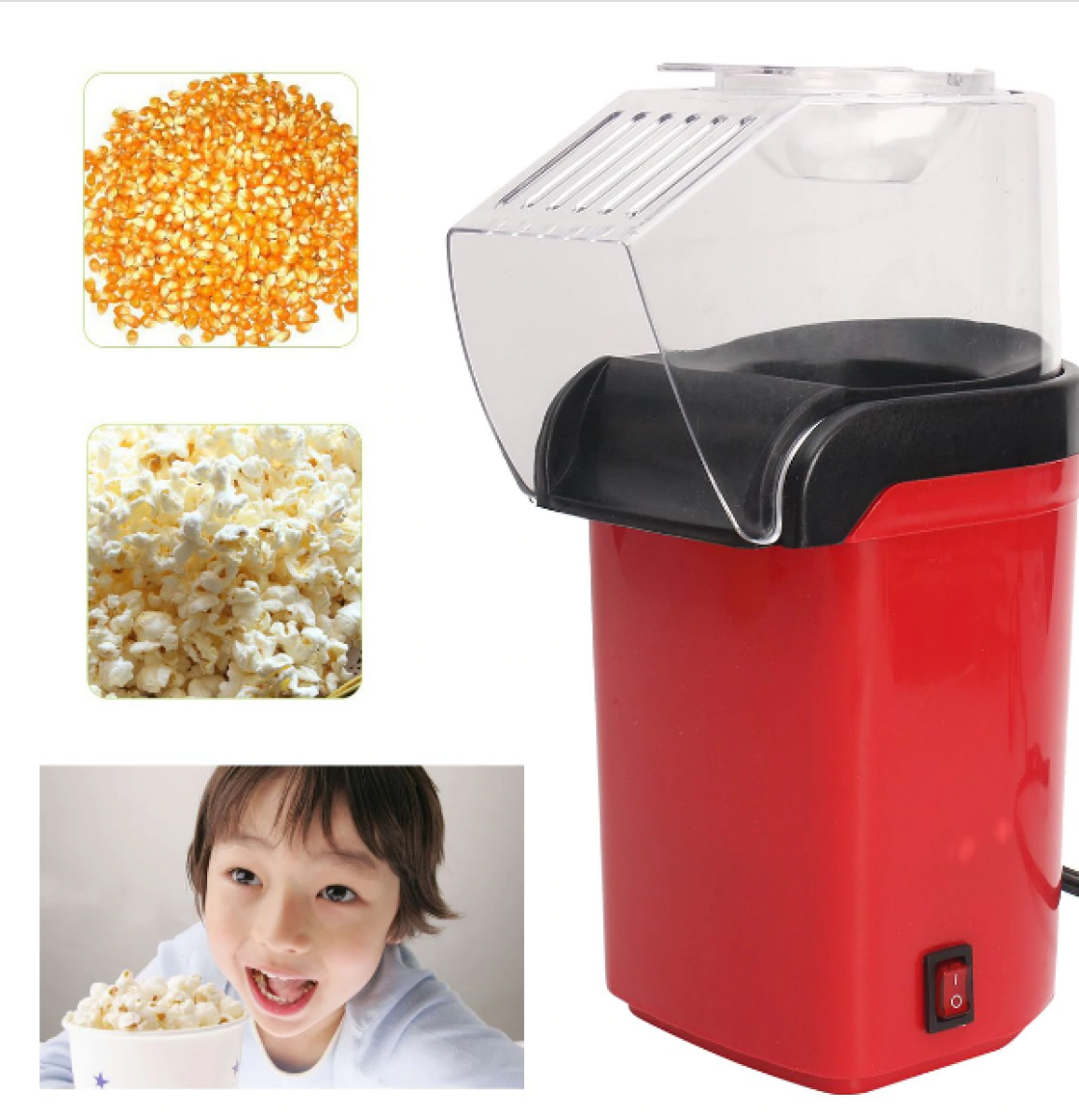 1200W Oil-Free Popcorn Maker with Cup