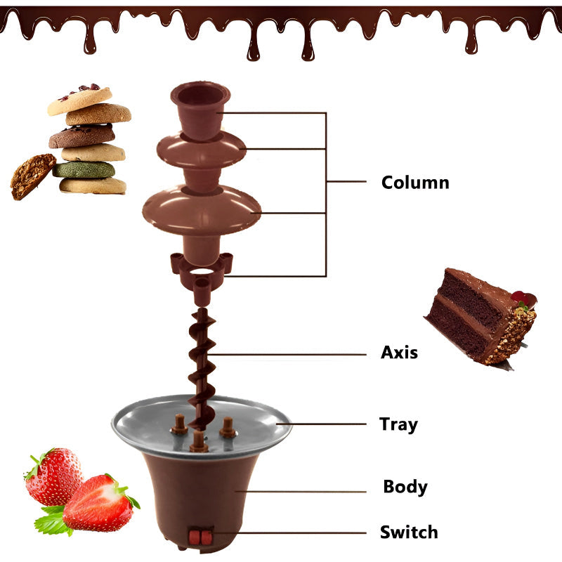 BD-017 Electric 3-Tier Mini Chocolate Fondue Fountain