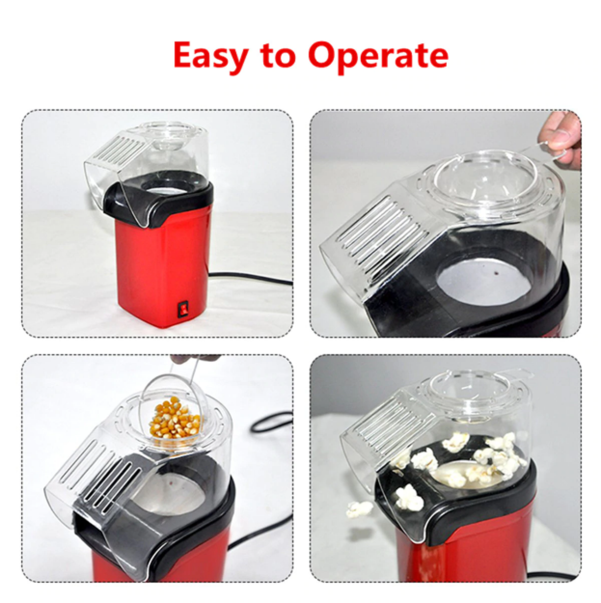 1200W Oil-Free Popcorn Maker with Cup