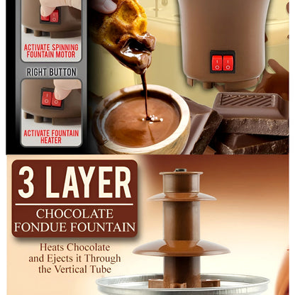 BD-017 Electric 3-Tier Mini Chocolate Fondue Fountain